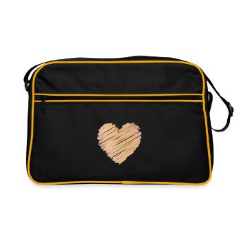 Cœur minimaliste en or rose dans le style croquis - Sac Retro - noir/or - Devant