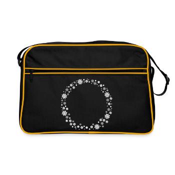 round winter snowflakes frame - Retro Bag - black/gold - Front