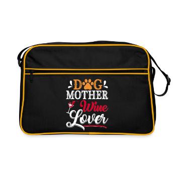 Dog Mom Wine Lover Wisdom - Retro Bag - black/gold - Front