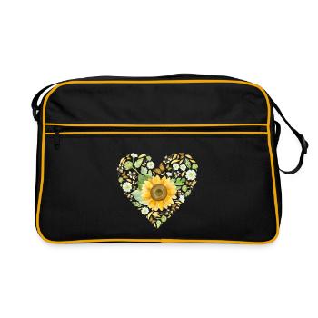 Sunflower Heart Autumn Blossoms Outfit Shirt - Retro Bag - black/gold - Front