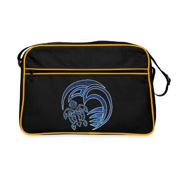 Turtle, ocean and starry sky - Retro Bag - black/gold - Front