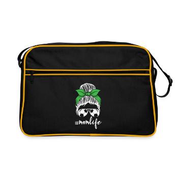 Vie de maman de football, Bandan de lunettes de soleil en chignon en désordre, - Sac Retro - noir/or - Devant