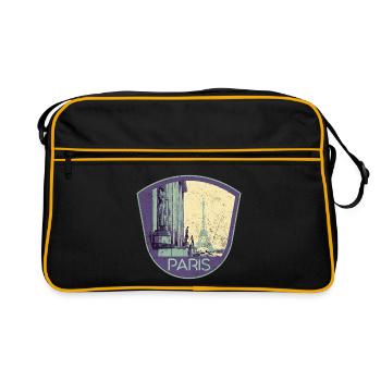 Badge retro, Paris France est ma ville natale - Sac Retro - noir/or - Devant