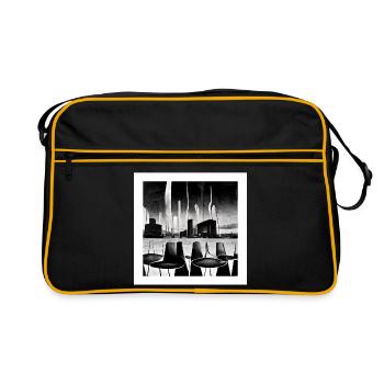 scène urbaine futuriste dans le style des années cinquante - Affiche - Sac Retro - noir/or - Devant