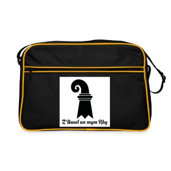 Basel am Rhein - Retro Tasche - Schwarz/Gold - Vorne