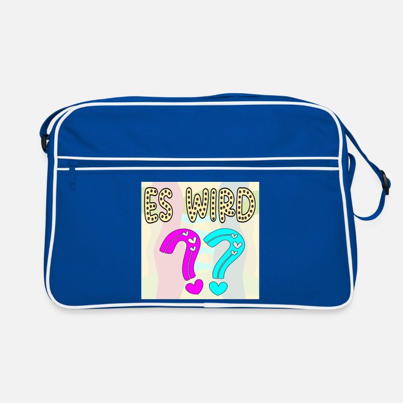 BABYSPRÜCHE - ES WIRD EIN MÄDCHEN ODER JUNGE FRAGE Retro Tasche