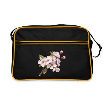 Cerisiers en fleurs pastel - Sac Retro - noir/or - Devant