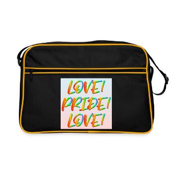 LOVE PRIDE LOVE LGBTQ SPRÜCHE VIELFALT DIVERSITY - Retro Tasche - Schwarz/Gold - Vorne