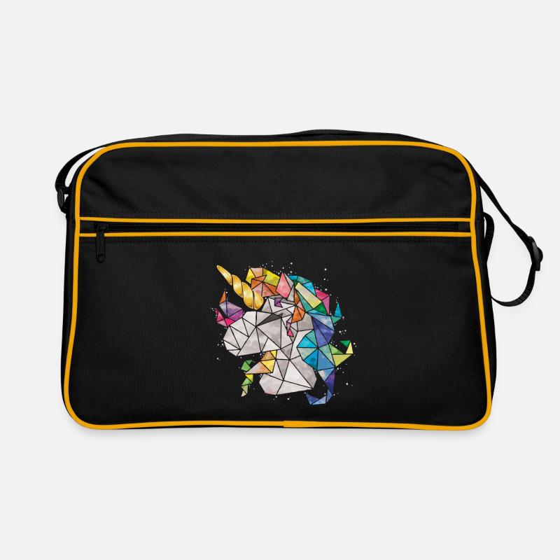 Unicorn Rainbow Chibi Child - Retro Bag - black/gold