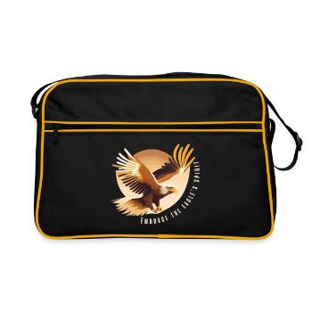Eagle Soaring with Inspirational Quote - Retro Bag - black/gold - Front