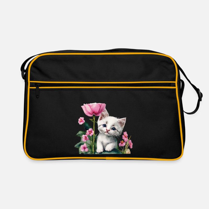 Weißes Kätzchen Retro Tasche