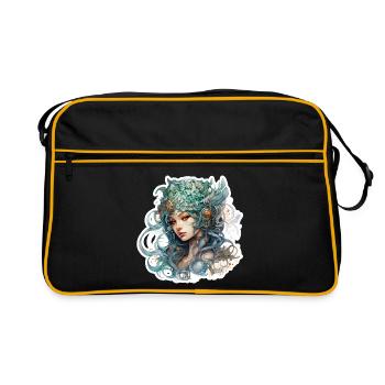Wunderschöne Waldelfe Fantasy RPG Shirt - Retro Tasche - Schwarz/Gold - Vorne