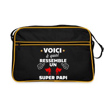 Message humoristique pour super papi - Sac Retro - noir/or - Devant