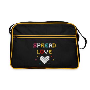 Love Pixel Heart Creative Design - Retro Bag - black/gold - Front