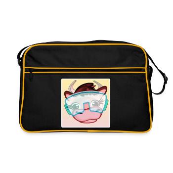 Ski Kühe - Retro Tasche - Schwarz/Gold - Vorne