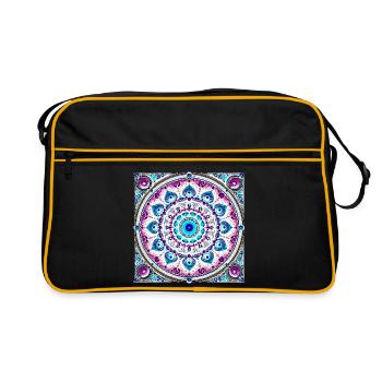 Orbital Mandala Blue-Pink - Retro Bag - black/gold - Front