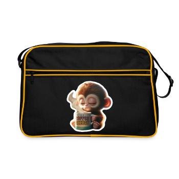 Coffee Energy Monkey Illustration - Retro Bag - black/gold - Front