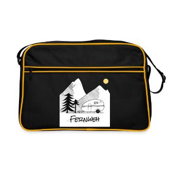 Wanderlust - with the caravan in the mountains - Retro Bag - black/gold - Front