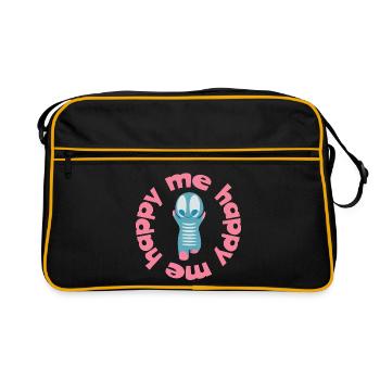 Figure ludique avec texte devise happy me - Sac Retro - noir/or - Devant