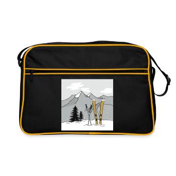 Skiing in winter in the mountains - Retro Bag - black/gold - Front