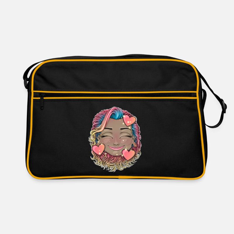 Buntes Regenbogenhaar Smiley Retro Tasche