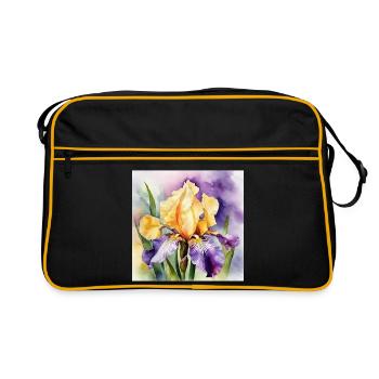 Iris iris purple orange | Watercolor Design - Retro Bag - black/gold - Front