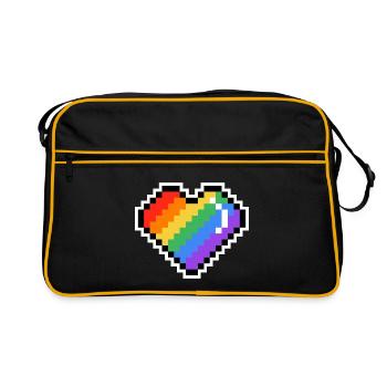 Cœur arc-en-ciel Pixel - Sac Retro - noir/or - Devant
