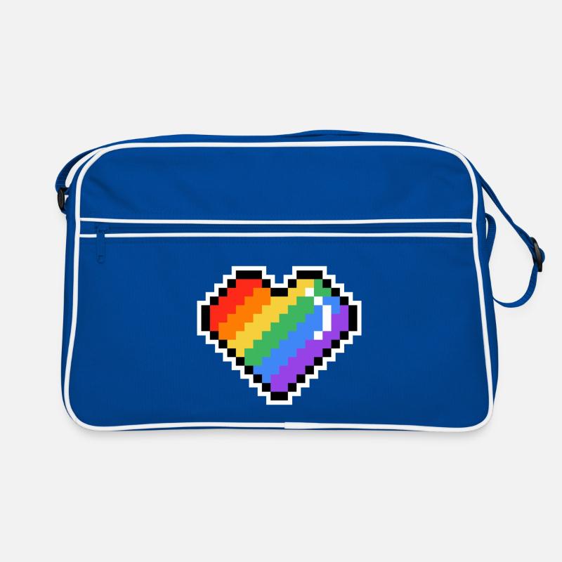 Pixel Regenbogenherz Retro Tasche