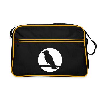 Krähe auf Ast - Retro Tasche - Schwarz/Gold - Vorne