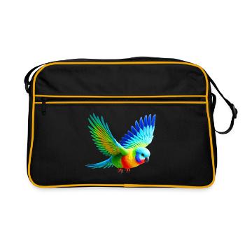 Rainbow Parakeet (03) - Retro Bag - black/gold - Front