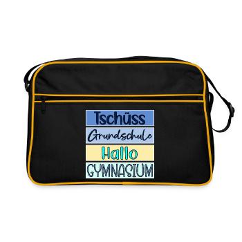 TSCHÜSS GRUNDSCHULE - HALLO GYMNASIUM - Retro Tasche - Schwarz/Gold - Vorne