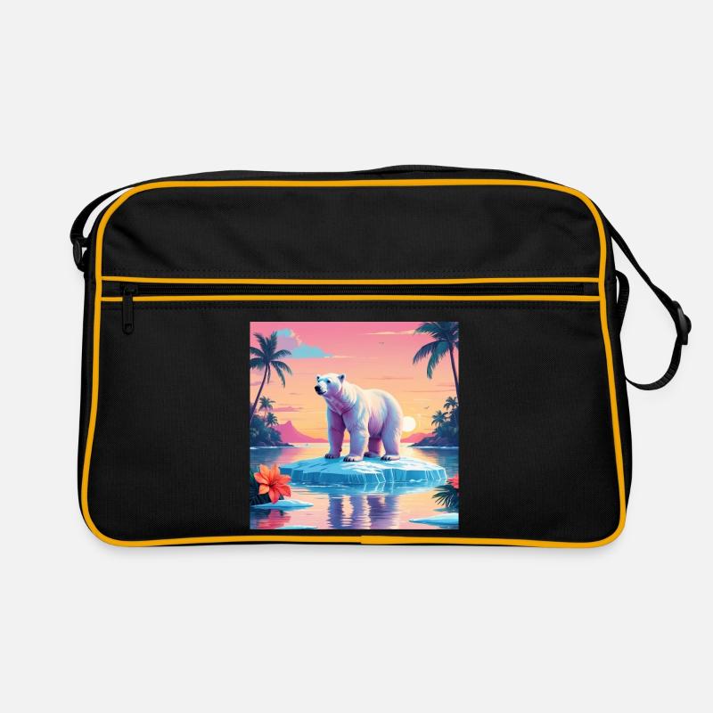 Ours blanc - Sac Retro - noir/or