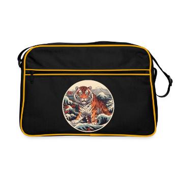 Vague du tigre Ukiyo-e Hokusai - Sac Retro - noir/or - Devant