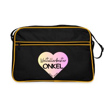 Weltallerbester Onkel- Ich hab dich lieb! - Retro Tasche - Schwarz/Gold - Vorne