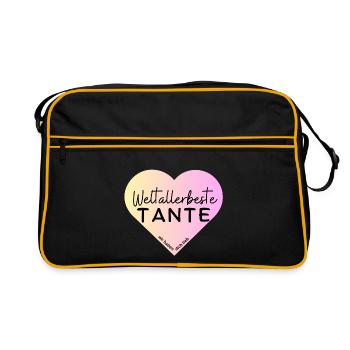 Weltallerbeste Tante- Wir haben dich lieb! - Retro Tasche - Schwarz/Gold - Vorne