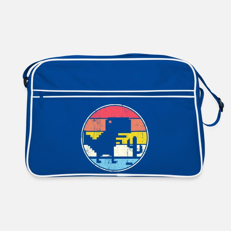 Cercle de coucher de soleil pixel avec silhouette Sac Retro