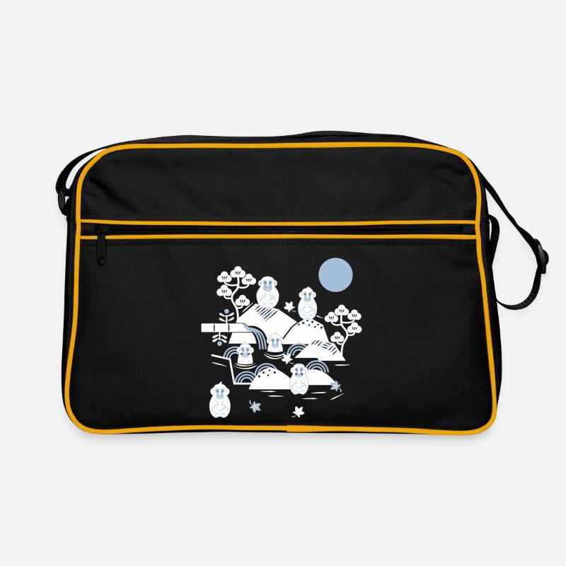 Singes frissonnants dans une source chaude l blanc bleu marine Sac Retro