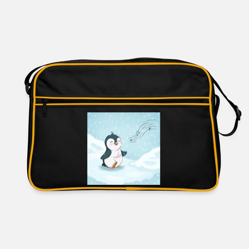 Mignon pingouin chantant dans la neige Sac Retro