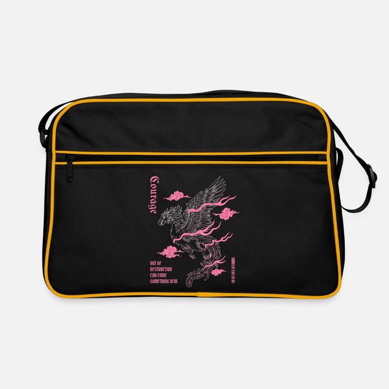 Courage – Phoenix Wiedergeburt Design Retro Tasche