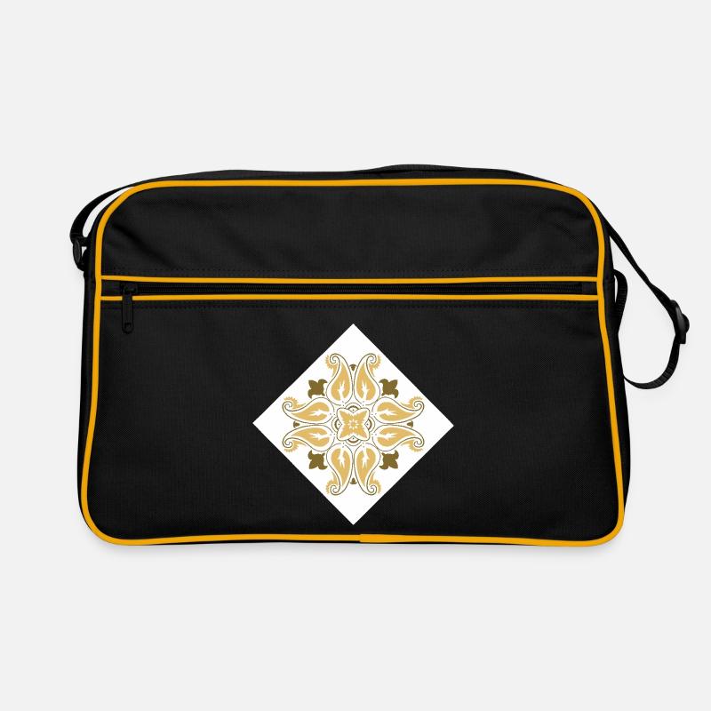 motif oriental maroquin tons bruns - Sac Retro - noir/or