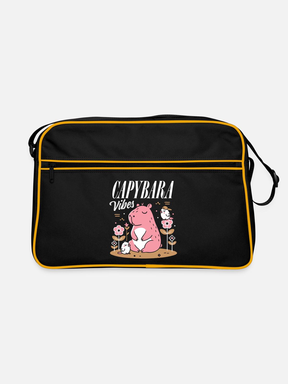 Relaxed Capybara Vibes - Retro Bag - black/gold - Front