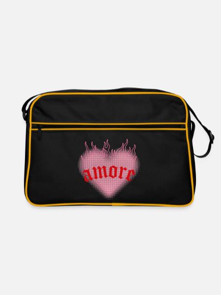 Brennende Liebe - Retro Tasche - Schwarz/Gold