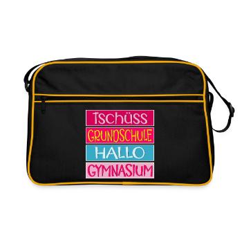 TSCHÜSS GRUNDSCHULE HALLO GYMNASIUM SCHULWECHSEL - Retro Tasche - Schwarz/Gold - Vorne