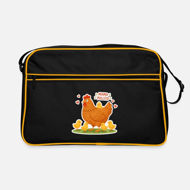 Super Mama Henne - Retro Tasche - Schwarz/Gold