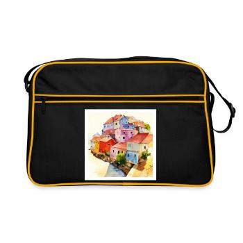 Illusion d’optique - Art abstrait - Sac Retro - noir/or - Devant
