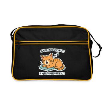 Schnarchende Katze — Lustiges Schlaf-Motiv - Retro Tasche - Schwarz/Gold - Vorne