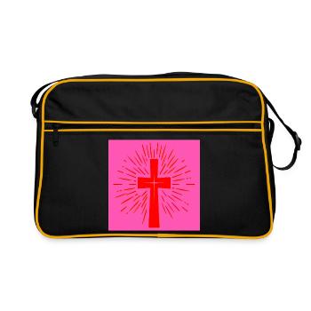 Croix chrétienne de l’église - Foi chrétienne - Sac Retro - noir/or - Devant