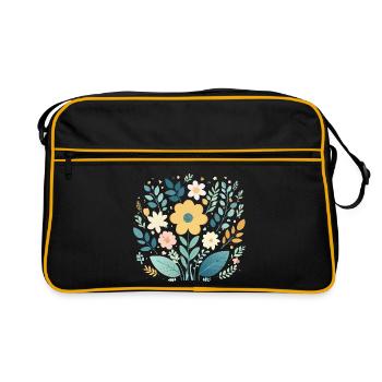 Douce floraison florale pastel - Boho Botanical - Sac Retro - noir/or - Devant