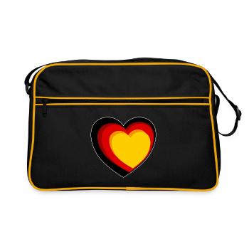 Coeur 3D en noir, rouge et or - Sac Retro - noir/or - Devant