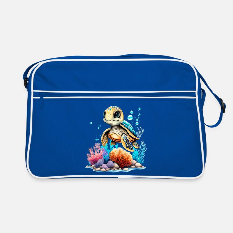 Lebendige Unterwasser-Schildkrötenszene Retro Tasche